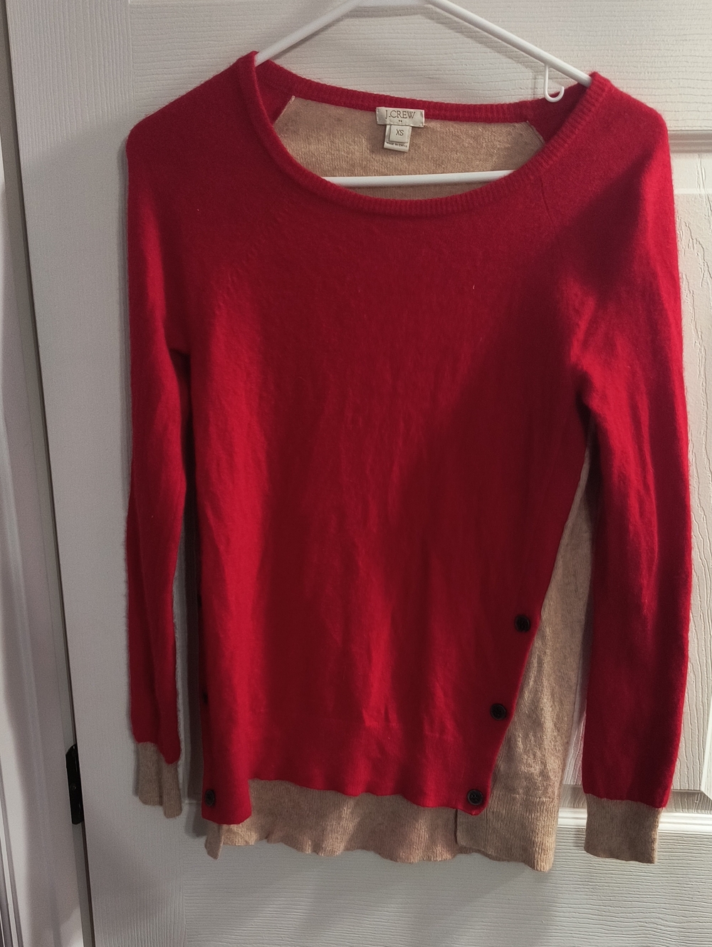 J. Crew Red Scoop-Neck Layered-Accent Sweater